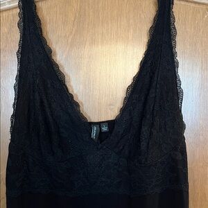 Cynthia Rowley Black Lace Overlay Sleep Gown Size Large